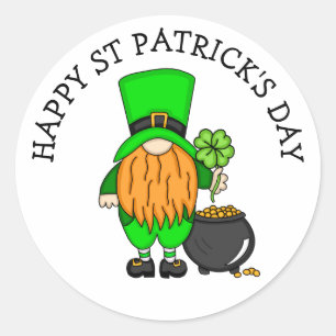 Happy St Patrick's Day   Niedlich Leprechaun Runder Aufkleber