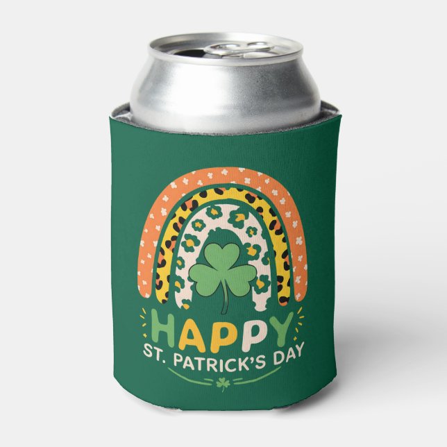 Happy St Patrick's Day Niedlich Rainbow Leopard Dosenkühler (Kanne Vorderseite)