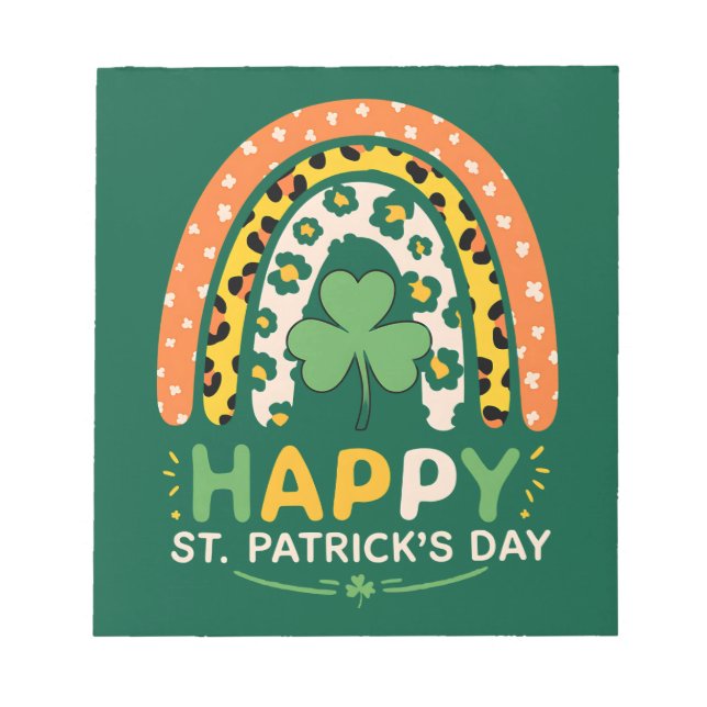 Happy St Patrick's Day Niedlich Rainbow Leopard Notizblock (Vorderseite)