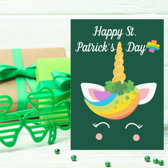 Happy St. Patricks Day Niedlich Unicorn individuel Karte (Von Creator hochgeladen)