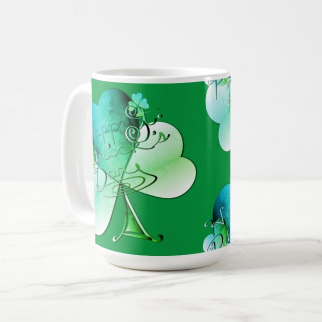 "Happy St. Patrick's Day" Originelles Kunstwerk Kaffeetasse (Vorderseite Links)