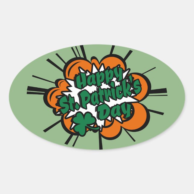 Happy St. Patrick's Day Ovaler Aufkleber (Vorderseite)