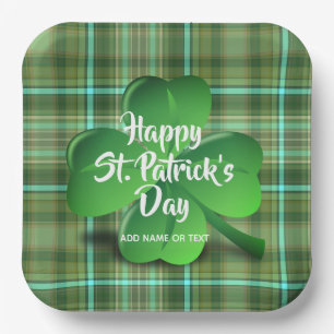 Happy St Patrick's Day Party Kleeblatt Personalisi Pappteller