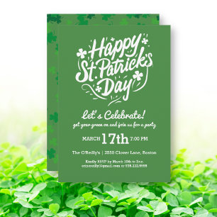 Happy St Patricks Day Party Lucky Kleeblatt Clover Einladung