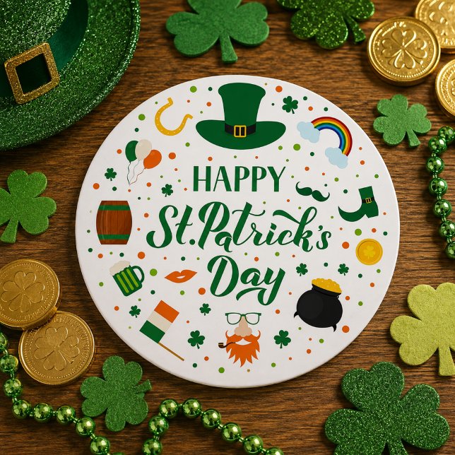 Happy St. Patrick's Day Party Runder Aufkleber (Happy St. Patrick's Day Party Classic Round Sticker)