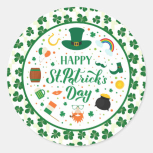 Happy St. Patrick's Day Party Runder Aufkleber