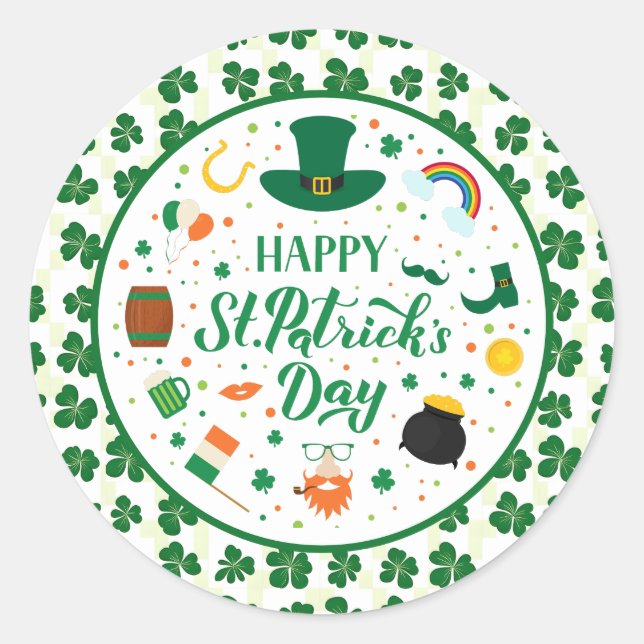 Happy St. Patrick's Day Party Runder Aufkleber (Vorderseite)