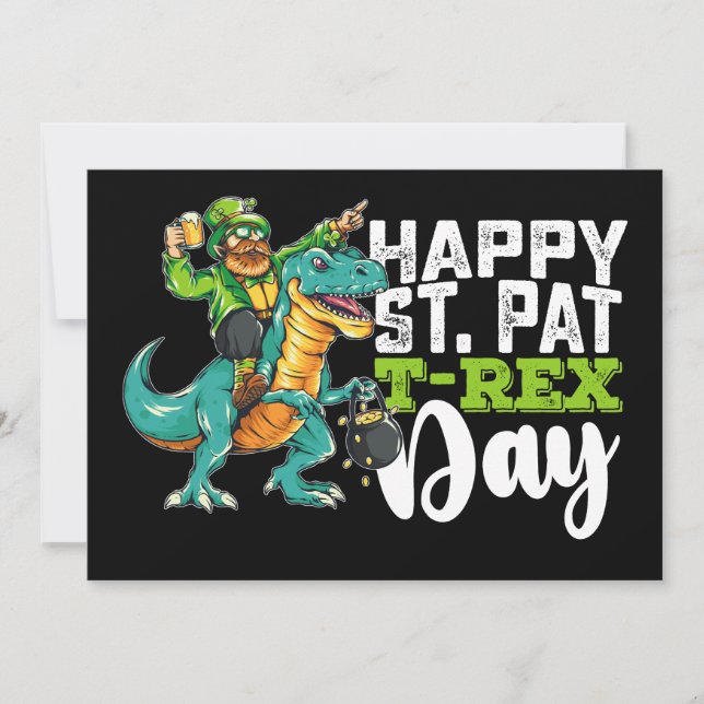 Happy St Patrick's Day Pat T Rex Dinosaur Einladung (Vorderseite)