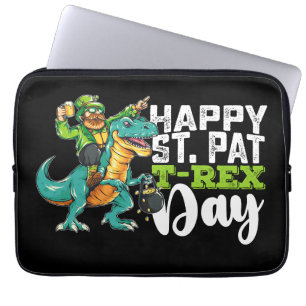 Happy St Patrick's Day Pat T Rex Dinosaur Laptopschutzhülle