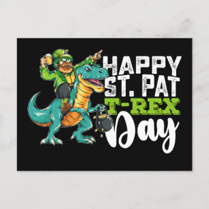 Happy St Patrick's Day Pat T Rex Dinosaur Postkarte
