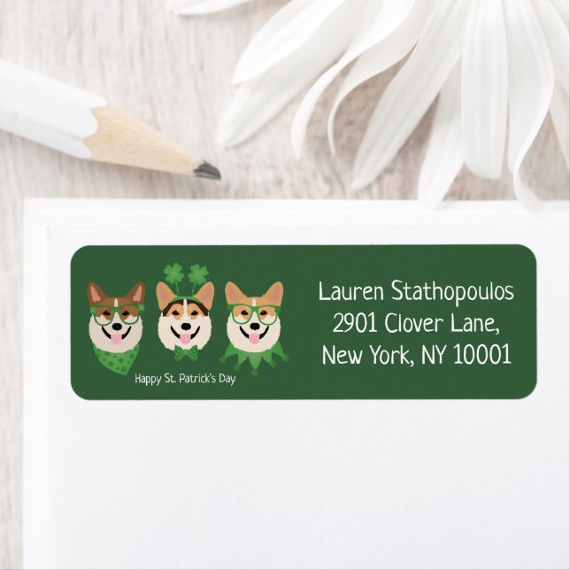 Happy St Patricks Day Pembroke Welsh Corgi Dogs (Insitu)