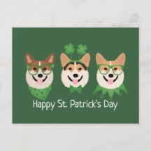 Happy St Patricks Day Pembroke Welsh Corgi Dogs