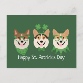Happy St Patricks Day Pembroke Welsh Corgi Dogs Postkarte