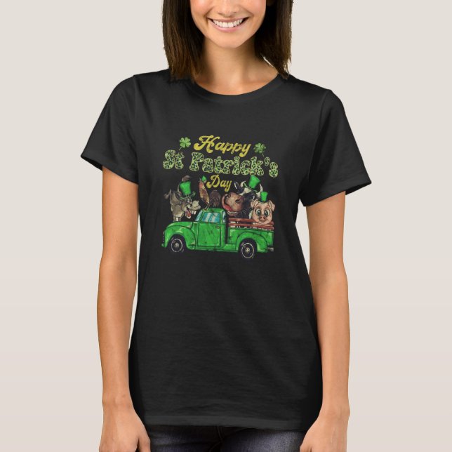 Happy St Patrick's Day Pig Heifer Chicken Animals T-Shirt (Vorderseite)