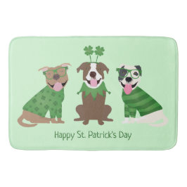 Happy St Patricks Day Pit Bull Hogs Badematte