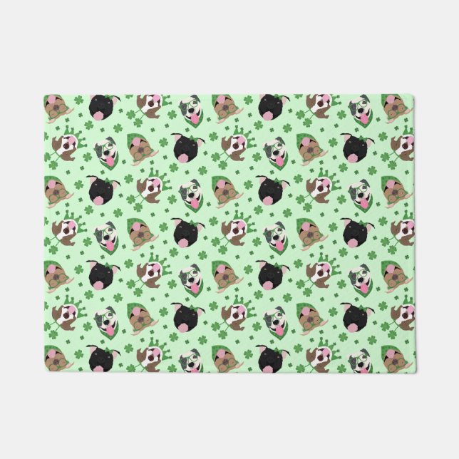 Happy St Patricks Day Pit Bull Hogs Fußmatte (Vorderseite)