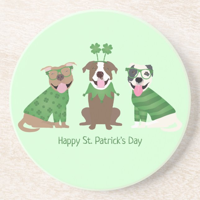 Happy St Patricks Day Pit Bull Hogs Getränkeuntersetzer (Vorne)