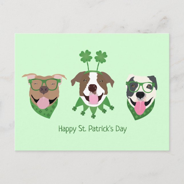 Happy St Patricks Day Pit Bull Hogs Postkarte (Vorderseite)