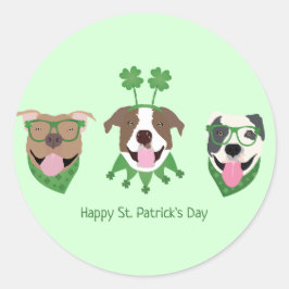 Happy St Patricks Day Pit Bull Hogs Runder Aufkleber