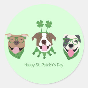 Happy St Patricks Day Pit Bull Hogs Runder Aufkleber