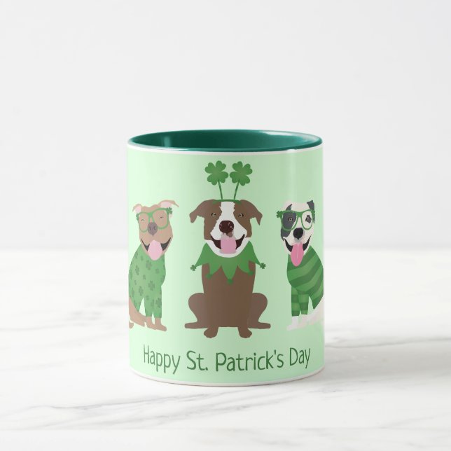 Happy St Patricks Day Pit Bull Hogs Tasse (Zentrum)