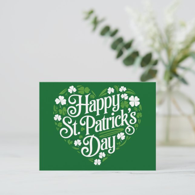 Happy St Patrick's Day Postkarte (Stehend Vorderseite)