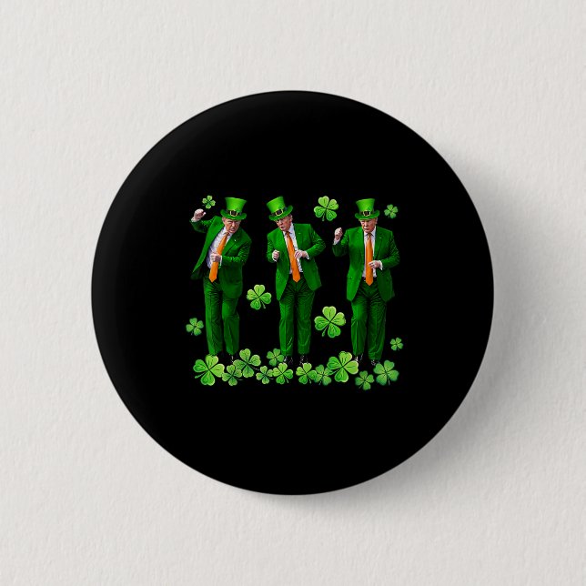Happy St Patricks Day Präsident Trump tanzen Sham Button (Vorderseite)