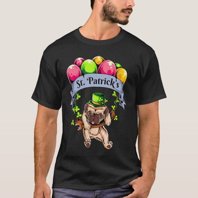 Happy St Patricks Day Pug  Cute Pug T-Shirt (Vorderseite)