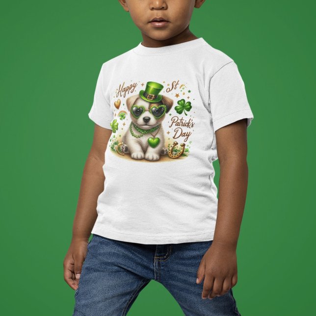 Happy St. Patrick's Day Puppy Kleinkind T-shirt (Von Creator hochgeladen)
