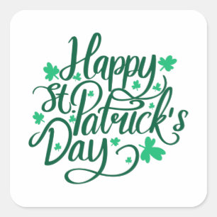 Happy St Patricks Day Quadratischer Aufkleber