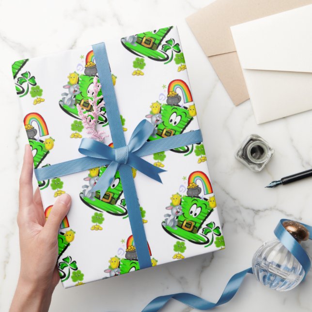 Happy St. Patrick's Day Rabbit Wrapping Paper Geschenkpapier (Schenken)