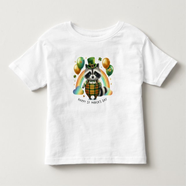 Happy St. Patrick's Day Raccoon Kleinkind T-shirt (Vorderseite)