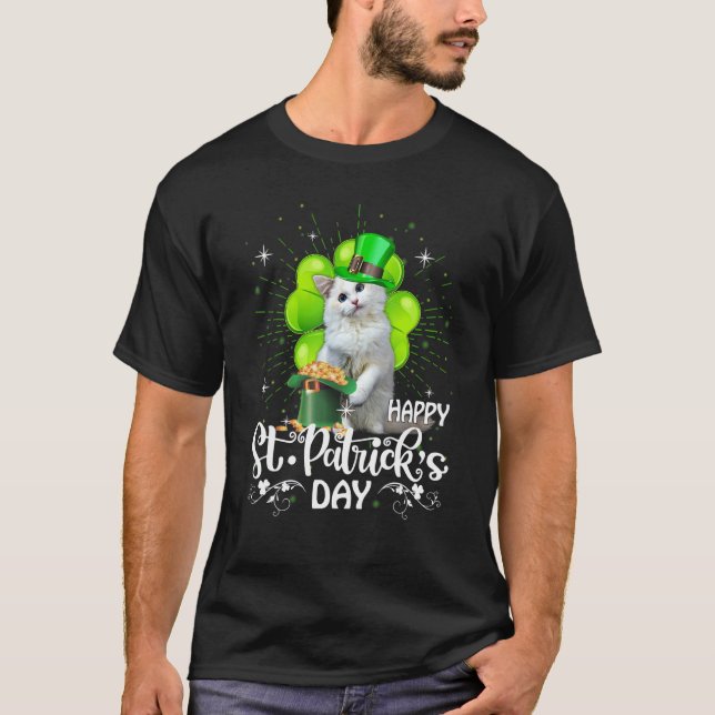 Happy St Patrick's Day Ragdoll Cat Kleeblatt Lucky T-Shirt (Vorderseite)