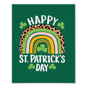Happy St. Patrick's Day Rainbow Kleeblatt Fotodruck