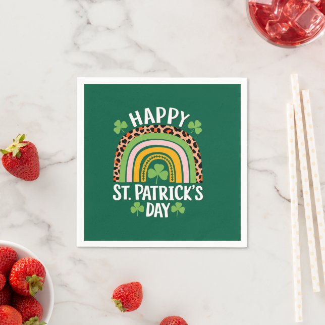 Happy St. Patrick's Day Rainbow Kleeblatt Serviette (Beispiel)