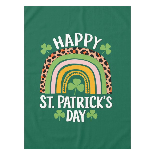 Happy St. Patrick's Day Rainbow Kleeblatt Tischdecke (Vorderseite)