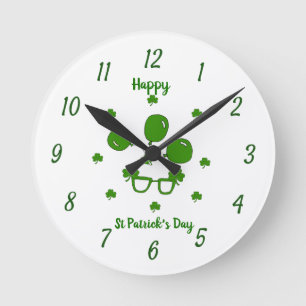 Happy St Patrick's Day Runde Wanduhr