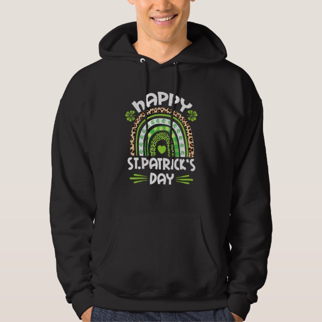 Happy St Patricks Day Shamrock Irish Leopard Print Hoodie (Vorderseite)