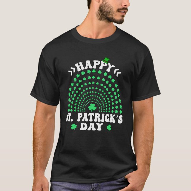 Happy St Patricks Day Shamrock Irish Rainbow Leopa T-Shirt (Vorderseite)