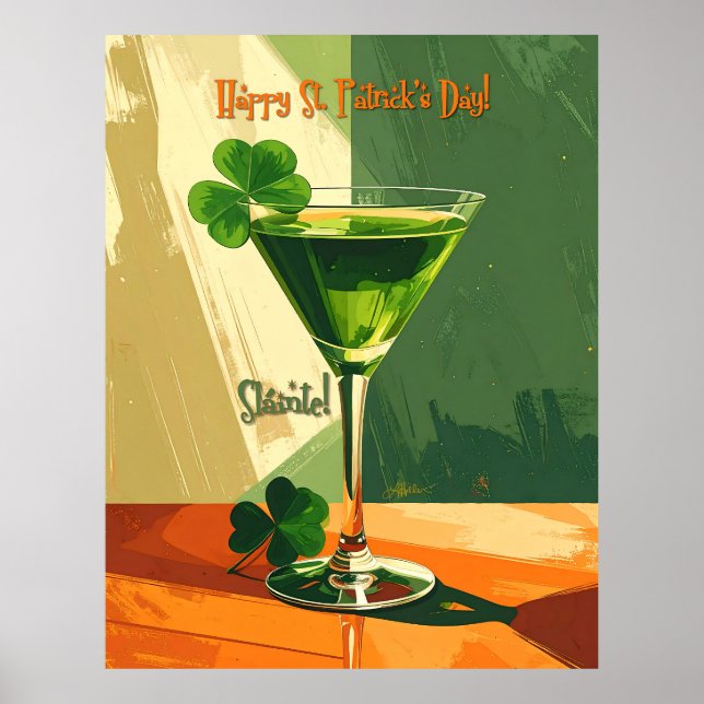 Happy St. Patrick's Day Shamrock Martini  Poster (Vorne)