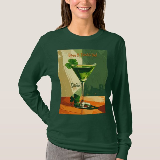Happy St. Patrick's Day Shamrock Martini  T-Shirt (Vorderseite)