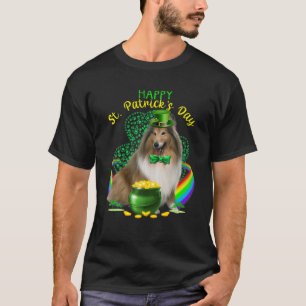 Happy St Patricks Day Shetland Dog Leprechaun Hat T-Shirt