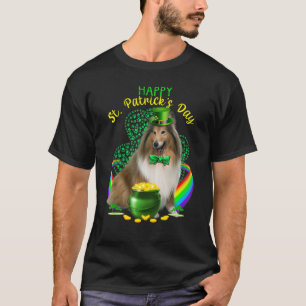Happy St Patricks Day Shetland Dog Leprechaun Hat T-Shirt