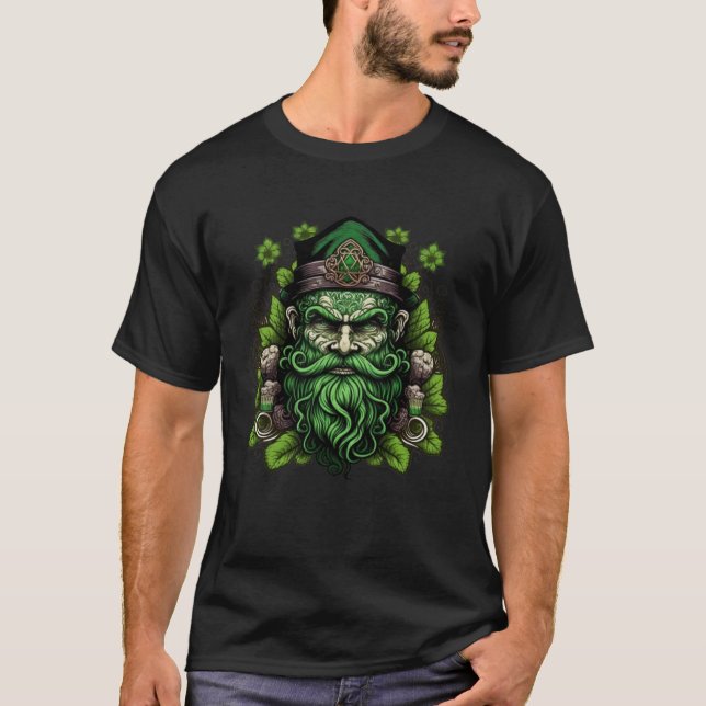 Happy St Patricks Day Skull C Green Shamrock  1 T-Shirt (Vorderseite)
