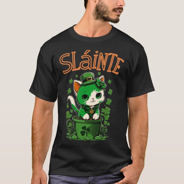 Happy St Patrick's Day Slainte Irish Gaelic Toast T-Shirt (Vorderseite)
