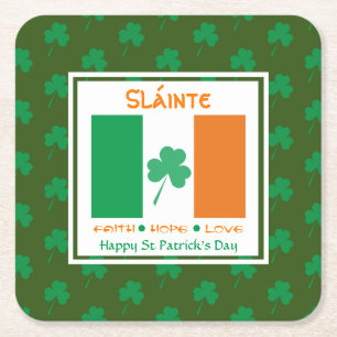 HAPPY ST PATRICK'S DAY Sláinte Rechteckiger Pappuntersetzer