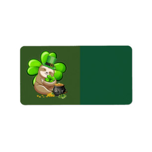 Happy St. Patrick's Day Sloth-Adressetikett Adressaufkleber