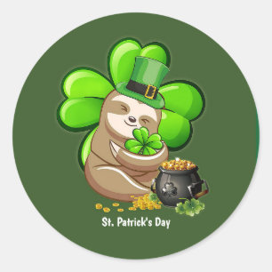 Happy St. Patrick's Day Sloth Aufkleber