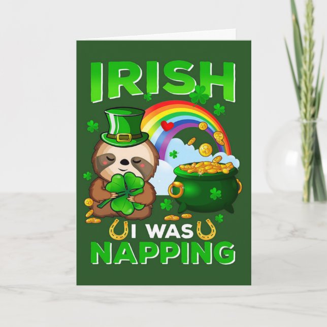 Happy St. Patrick's Day Sloth Card Karte (Vorderseite)