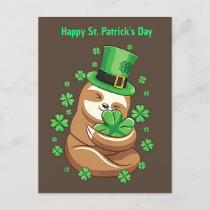 Happy St. Patrick's Day Sloth Postkarte